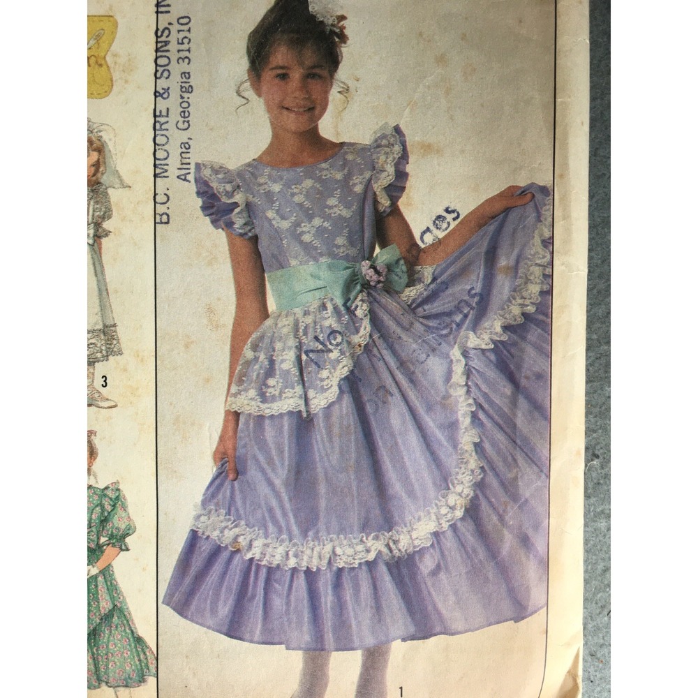 Simplicity 8520 Vintage Sewing Pattern Girls Dress Size 7 Ruffles Tiers